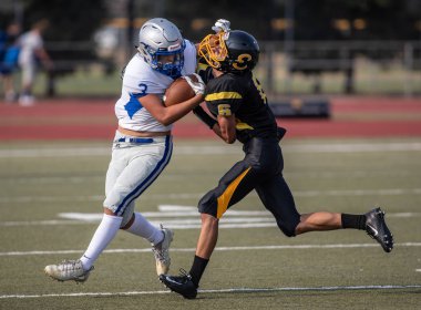 Mcqueen lise vs kurumsal Redding, California ile futbol eylem. 24 Ağustos 2018