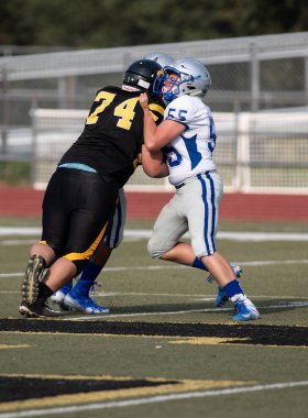 Mcqueen lise vs kurumsal Redding, California ile futbol eylem. 24 Ağustos 2018