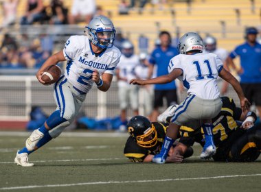 Mcqueen lise vs kurumsal Redding, California ile futbol eylem. 24 Ağustos 2018