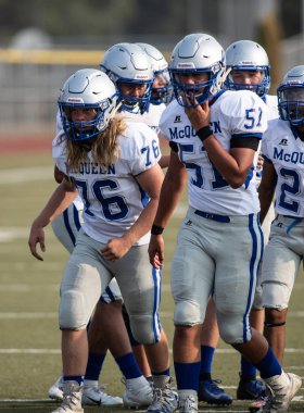 Mcqueen lise vs kurumsal Redding, California ile futbol eylem. 24 Ağustos 2018