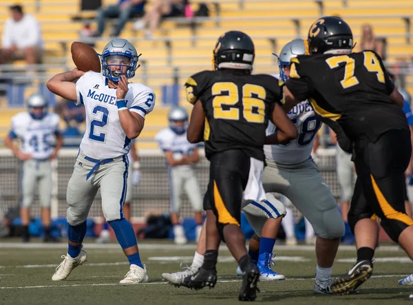 Football Action Mcqueen High School Enterprise Redding California August 2018 — Stock Photo, Image