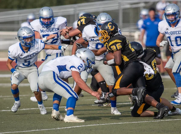 Ação Futebol Com Mcqueen High School Enterprise Redding Califórnia Agosto — Fotografia de Stock