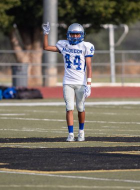 Mcqueen lise vs kurumsal Redding, California ile futbol eylem. 24 Ağustos 2018