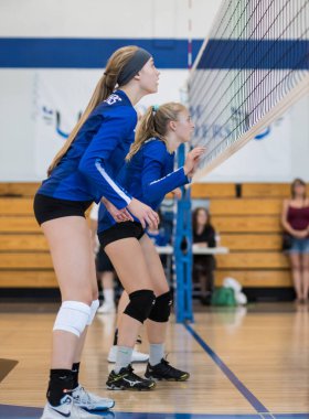 Redding, California Üniversitesi Hazırlık vs Pierce ile voleybol eylem. 28 Ağustos 2018 