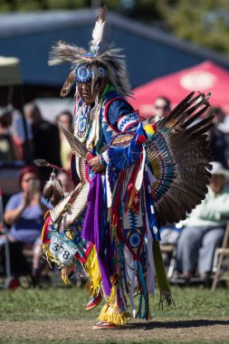 Stillwater Pow Wow Anderson, California, yerli Amerikan tarzı dans katılımcı. 7 Ekim 2018.