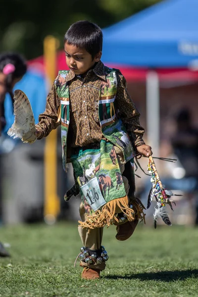 Partecipante Che Balla Stile Nativo Americano Allo Stillwater Pow Wow — Foto Stock