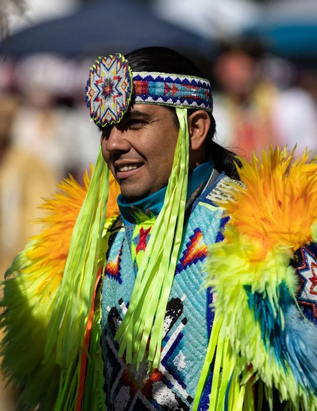 Participant Dancing Native American Style Stillwater Pow Wow Anderson California — Stock Photo, Image