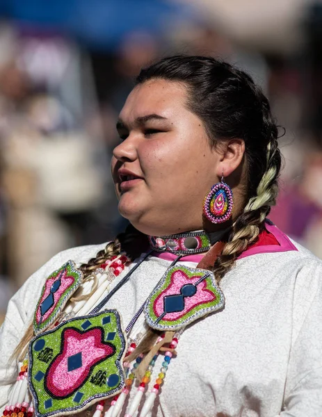 Participante Dançando Estilo Nativo Americano Stillwater Pow Wow Anderson Califórnia — Fotografia de Stock