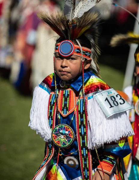 Partecipante Che Balla Stile Nativo Americano Allo Stillwater Pow Wow — Foto Stock