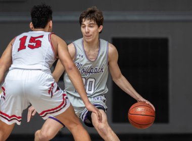 Palo Cedro, Kaliforniya 'da Shasta ve Foothill Lisesi ile basketbol eylemi. 29 Ocak 2019.