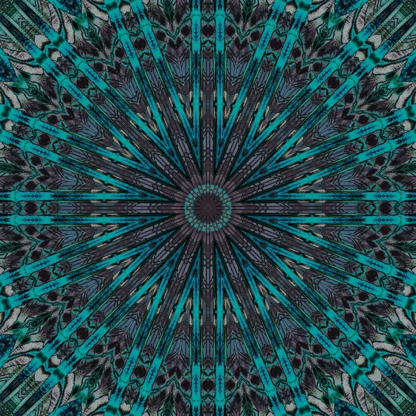 Geometrik arka plan. Yıldız süs Turkuaz, yeşil, kahverengi ve mor düzenli merkezli.