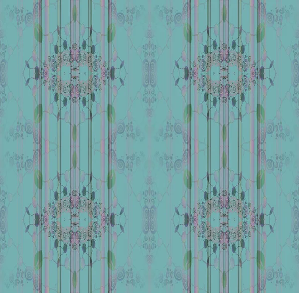 Soyut geometrik sorunsuz arka plan, narin çiçek süsler pembe ve yeşil turkuaz, düzenli ve simetrik.