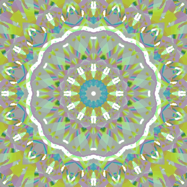 Abstracte Geometrische Achtergrond Sierlijke Dromerig Regelmatige Ronde Bloesem Paars Groen — Stockfoto