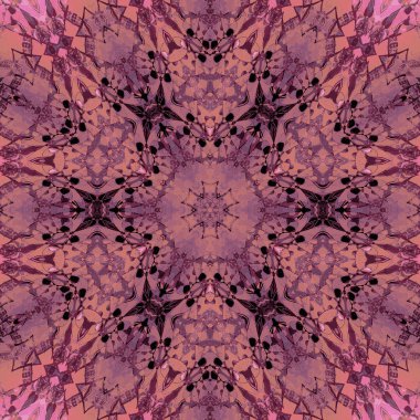 Soyut geometrik arka plan merkezli. Düzenli hassas süsleme pembe, mor, mor ve siyah.