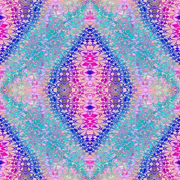 Abstract geometric background multicolored. Regular delicate ornamental pattern dark blue, pink, violet, purple, mint and turquoise, centered.