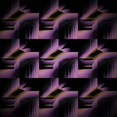 Boyutlu geometrik koyu arka plan kareler soyut. Normal fütüristik d mor, mor, koyu sarı ve çapraz olarak siyah ve ortalanmış.