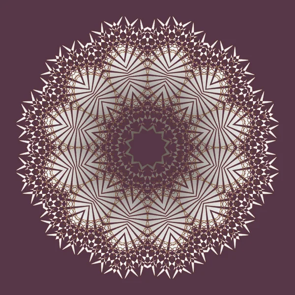抽象的な幾何学的な中心の背景 白と茶色の濃い色で 華やかで 夢のような繊細な丸い飾り 定期的 — ストック写真