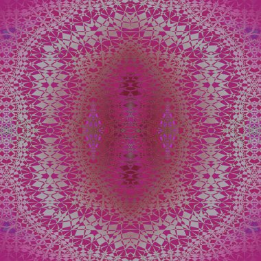 Geometrik arka plan. Normal simetrik ve hassas süsleme menekşe, mor, gümüş gri ve hafif kahverengi Ortala, süslü ve rüya gibi.