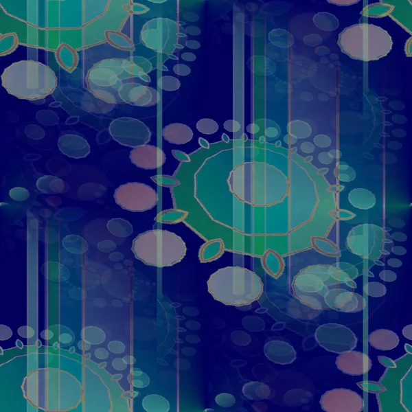 Abstracte Geometrische Achtergrond Naadloze Ingewikkelde Cirkels Patroon Donker Blauw Groen — Stockfoto