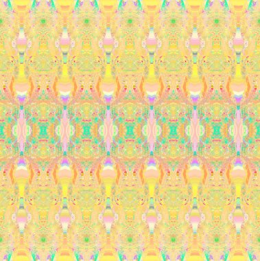 Soyut geometrik arka plan çok renkli. Düzenli süs deseni sarı, turuncu, mor, mor ve turkuaz yatay, süslü ve rüya gibi.