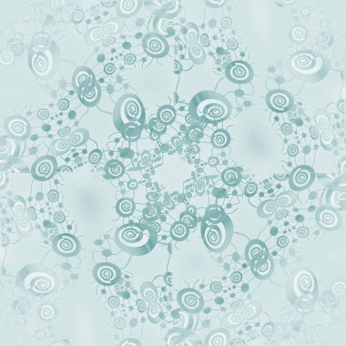 Soyut geometrik ışık arka plan merkezli ve bulanık. Düzenli karmaşık spiraller desen soluk yeşil, beyaz ve açık gri.