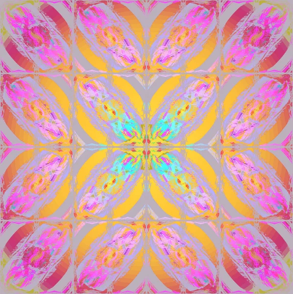 Fond Géométrique Abstrait Multicolore Motif Floral Rond Rose Violet Jaune — Photo