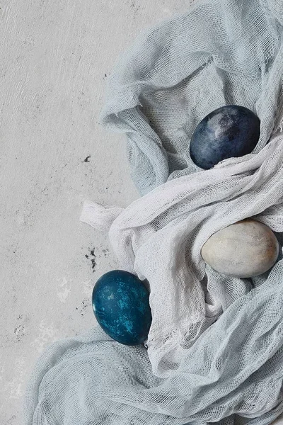 Telur Vintage Paskah Yang Dicat Dengan Borgol Pada Latar Belakang — Stok Foto