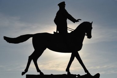 Moscow, Rusya Federasyonu - 16 Ekim, 2018: Sovyet Kızıl Ordusu General Georgy Zhukov, Moskova, Rusya Red Square yakınındaki anıt.