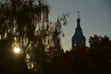 Moskova, Rusya - 17 Ekim, 2018: Doğuş Kilisesi Kutsal Meryem Ana Krylatskie Hills Moskova, Rusya.