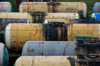 Moskova, Rusya. 2 Mayıs 2020. Moskova, Rusya 'da petrollü tren vagonları.