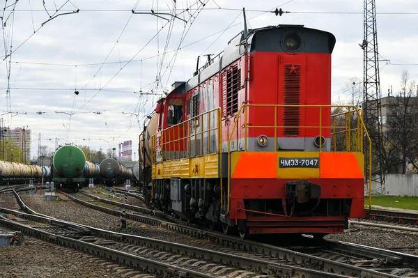 Moscú Rusia Mayo 2020 Locomotora Con Tanques Aceite Moscú Rusia — Foto de Stock