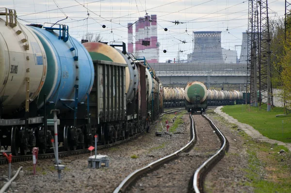 Moscú Rusia Mayo 2020 Vehículos Cisterna Ferrocarril Con Petróleo Moscú — Foto de Stock