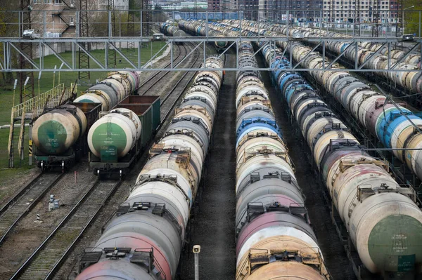 Moscú Rusia Mayo 2020 Vehículos Cisterna Ferrocarril Con Petróleo Moscú — Foto de Stock