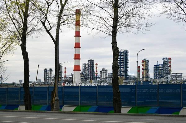 Moscú Rusia Mayo 2020 Tuberías Refinería Petróleo Moscú Zona Industrial — Foto de Stock
