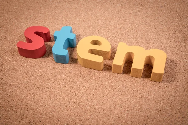 Stem Education Science Technology Engineering Mathematics Stem Word Cork Board — Stock Photo, Image