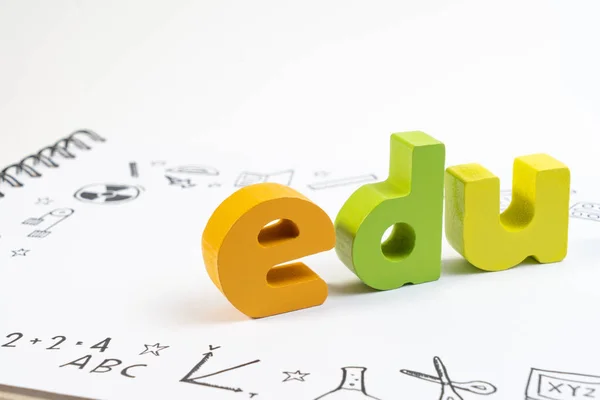 Brinquedo Madeira Edu Caderno Com Desenho Doodle Para Educação Educação — Fotografia de Stock