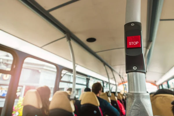 Interruptor Campana Autobús Para Parar Dentro Del Autobús Público Brighton — Foto de Stock