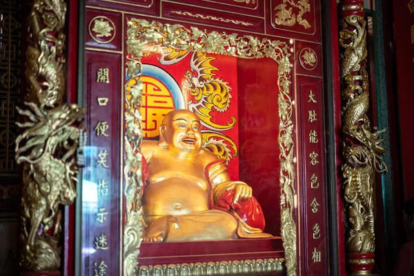 Yaowarat Bangkok Thaïlande Janvier 2019 Bouddha Riant Vieux Bouddha Heureux — Photo