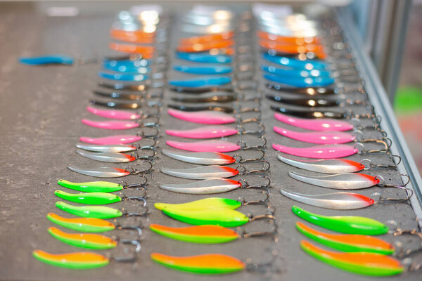Assorted metal colorful fishing hooks fish imitation