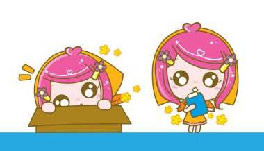 Satıcı kız karakter, vektör çizim