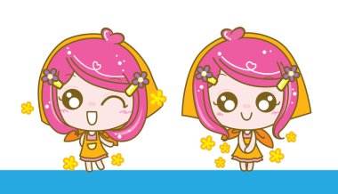 Satıcı kız karakter, vektör çizim