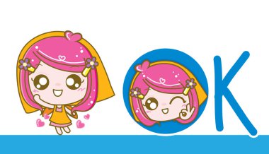 Satıcı kız karakter, vektör çizim