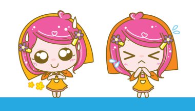 Satıcı kız karakter, vektör çizim