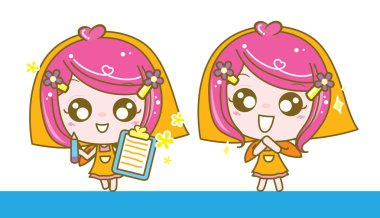 Satıcı kız karakter, vektör çizim