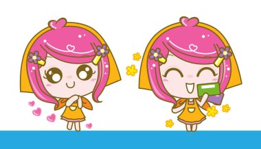 Satıcı kız karakter, vektör çizim