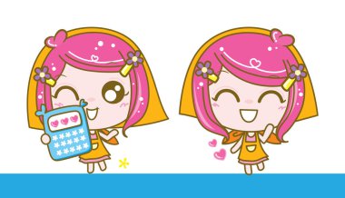 Satıcı kız karakter, vektör çizim