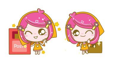 Satıcı kız karakter, vektör çizim