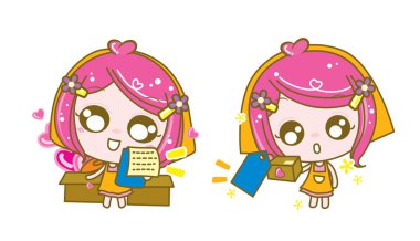 Satıcı kız karakter, vektör çizim