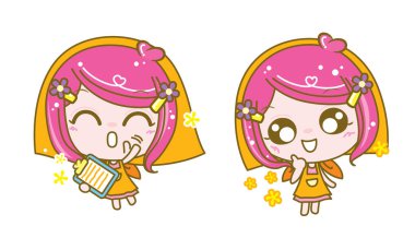 Satıcı kız karakter, vektör çizim