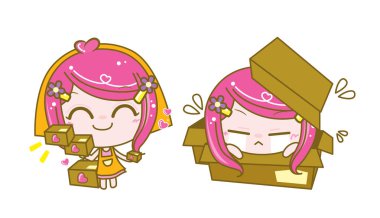 Satıcı kız karakter, vektör çizim